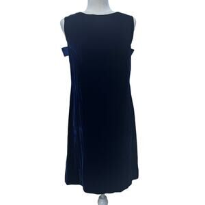 Vintage Blanes Navy Blue Velvet Mini Dress Made in England Bows on Back Size 12